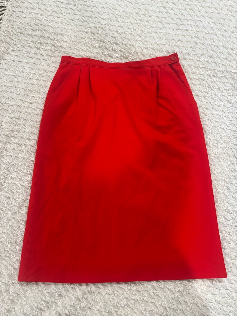 Vintage Pendleton Red 100% Virgin Wool Midi Skirt Size 14 Made in USA